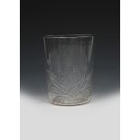 A Stevens & Williams Royal Brierley engraved glass vase designed by Keith Murray, flaring