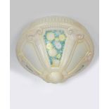 A French moulded glass ceiling shade possibly CVV Vianne, inverted domed form cast in low relief