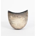 ‡ Audrey Richardson (born 1931) flaring stoneware vase with pulled rim, textured surface, glazed