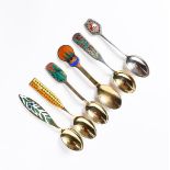 'Colorful Christmas' an A Michelsen silver and enamel Christmas 1951 spoon designed by Eigel Jensen,