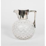 A Hukin and Heath electroplated and glass claret jug the design attributed to Dr Christopher