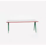 An enamelled metal Compas table designed by Jean Prouve, model no.512 designed circa 1953,
