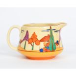 'Seven Colour Secrets' a Clarice Cliff Fantasque Bizarre Crown jug, painted in colours printed