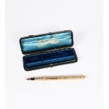 A Mabie Todd & Bard Swan gold filled eyedropper fountain pen, cast in low relief, in original fitted