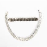 A Taxco Mexican silver necklace, corrugated silver links, and a similar Taxco silver bracelet