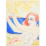 ‡ Dorte Clara Dodo Burgner (1907-1998) Woman on a Beach pencil and watercolour on paper with white
