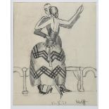 ‡ Dorte Clara Dodo Burgner (1907-1998) Dancing Couple, an early pencil on paper, mounted signed