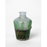 A rare Art Nouveau miniature Daum Nancy cameo glass vase, shouldered, cylindrical form with