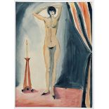 ‡ Dorte Clara Dodo Burgner (1907-1998) Nude standing beside a Candle, watercolour on paper, unsigned