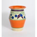 'Cherry' a Clarice Cliff Fanatsque Bizarre vase, shape no.342, made for Lawleys, painted in