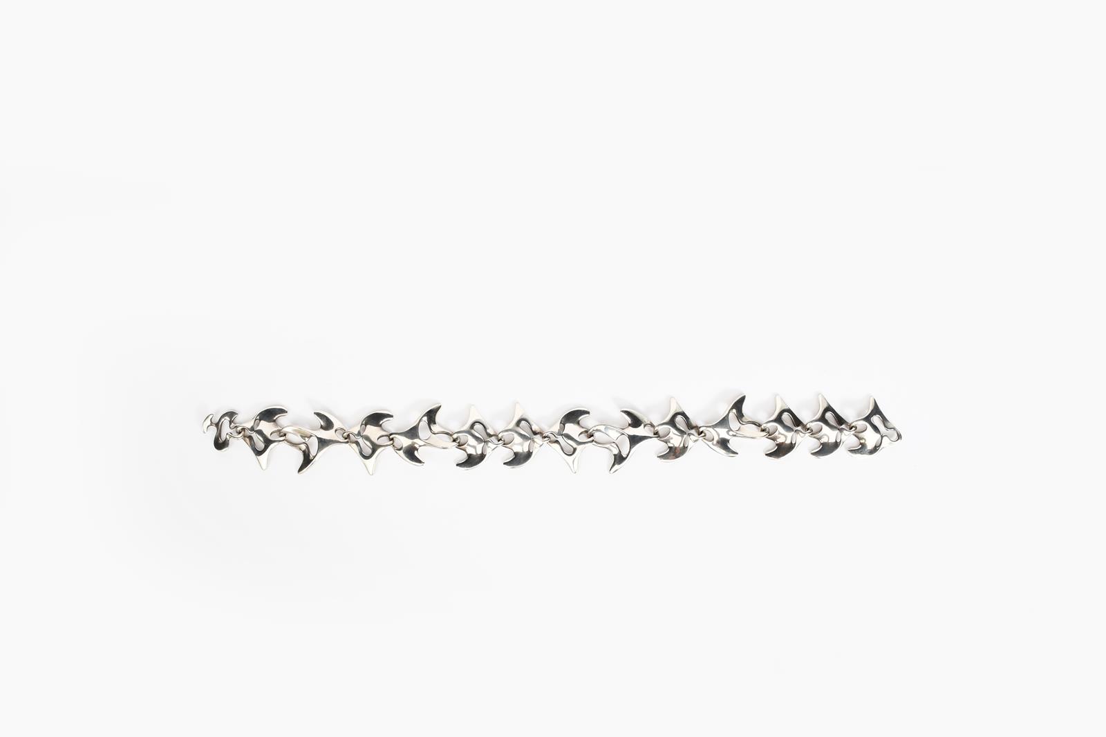 A Georg Jensen silver link necklace designed by Henning Koppel, model no.68, thirteen linked panels, - Image 2 of 3