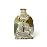 ‡ Andrew Marshall a stoneware bottle vase with square neck, flat sided,