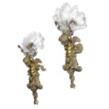 A PAIR OF FRENCH ORMOLU FIGURAL WALL LIGHTS IN LOUIS XVI STYLE BY LEROLLE FRERES, C.1860 each in the