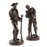 Amended 'ON AND OFF DUTY' A RARE PAIR OF BRONZE FIGURES BY JOHN EVAN HODGSON, CAST BY ELKINGTON