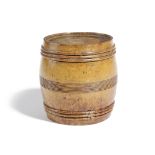 A SCANDINAVIAN TREEN BURR BIRCH POT AND COVER EARLY 19TH CENTURY turned in the form of a barrel, the