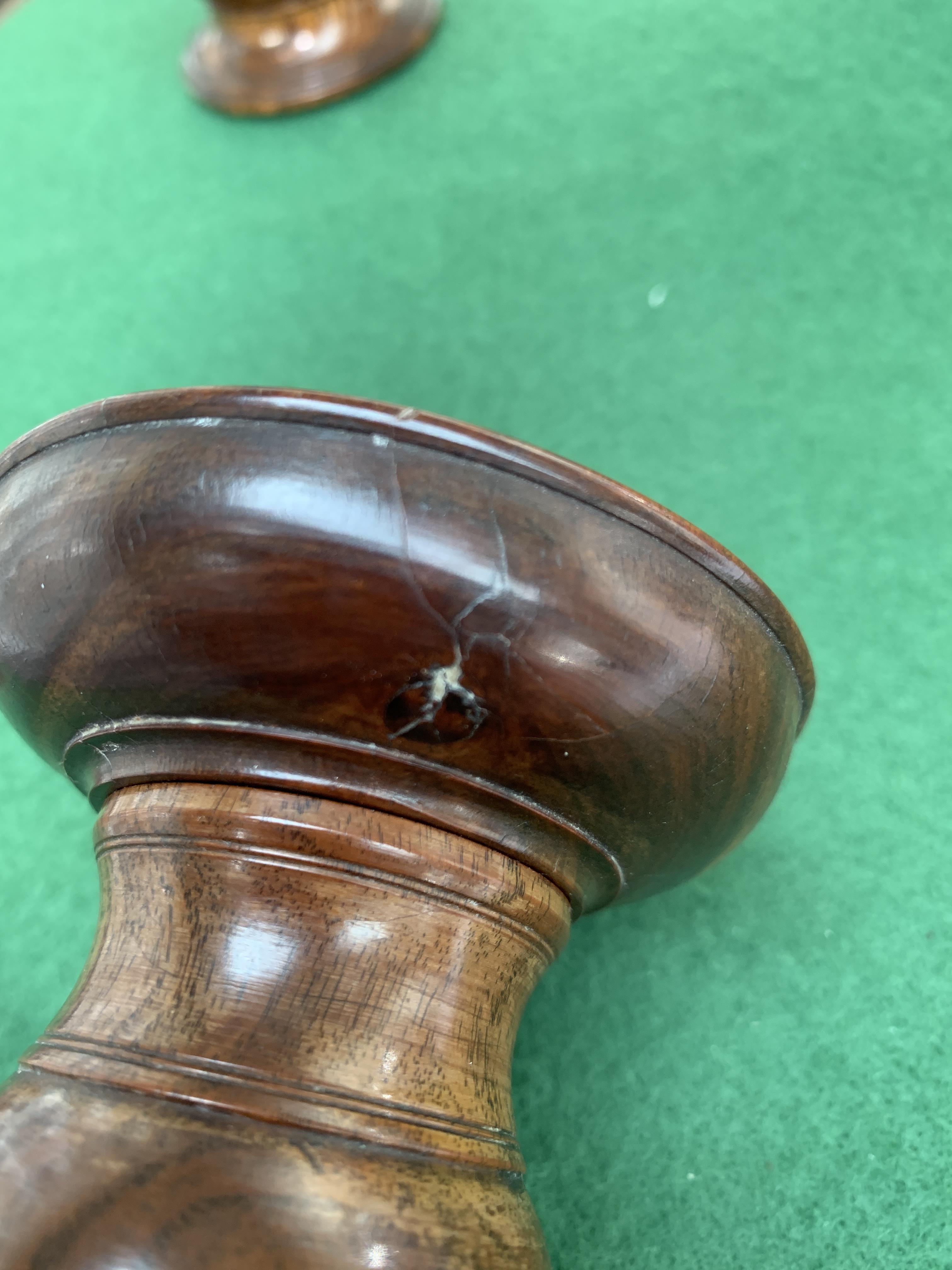 THREE TREEN LIGNUM VITAE POUNCE POTS LATE 18TH / EARLY 19TH CENTURY each with a flared pierced - Image 8 of 18