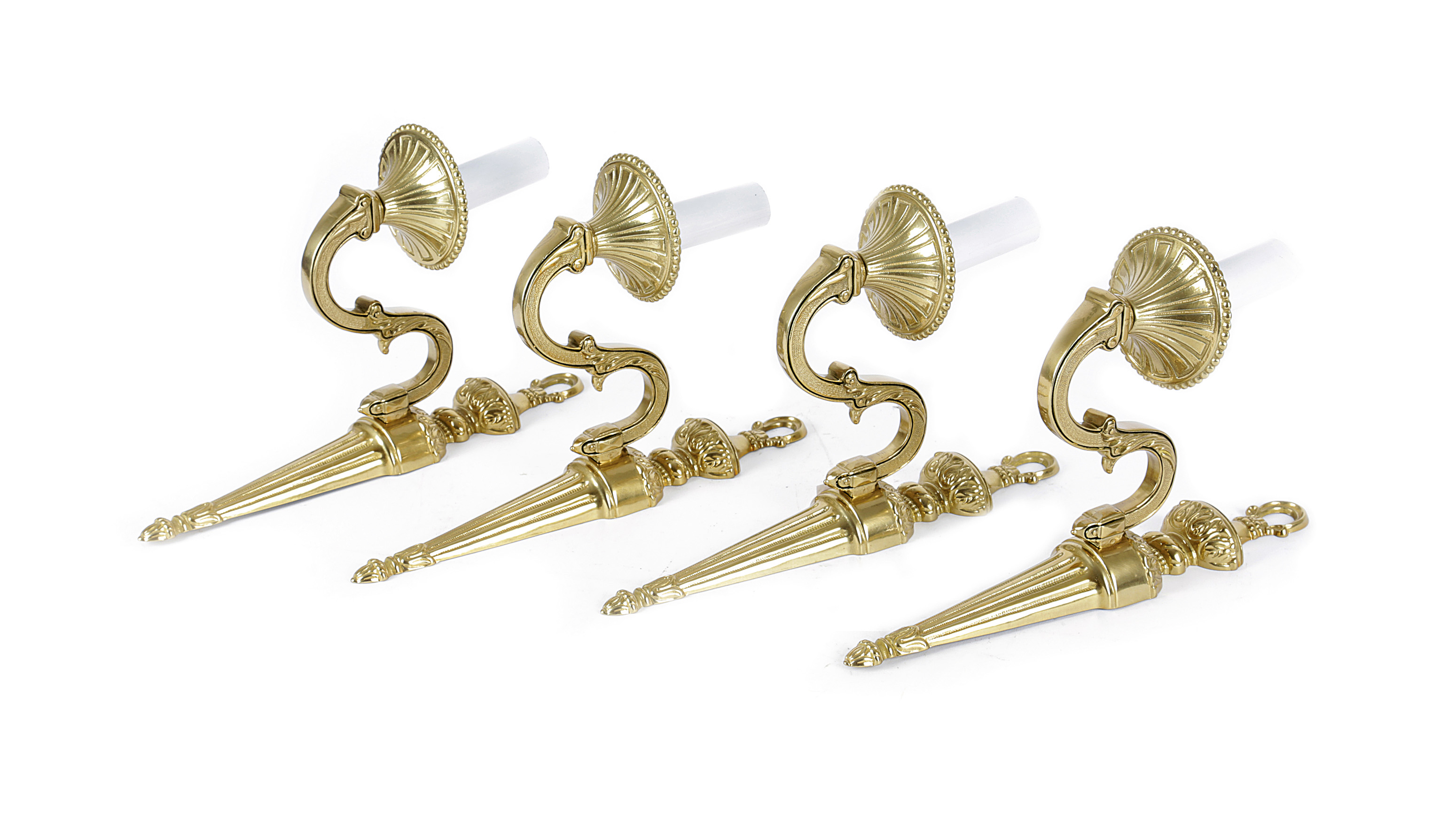 A SET OF FOUR ORMOLU WALL LIGHTS IN LOUIS XVI STYLE 20TH CENTURY each with an urn and fluted