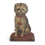 A FRENCH TOLE PEINTE DUMMY BOARD DOG STICKSTAND LATE 19TH / EARLY 20TH CENTURY painted with a West