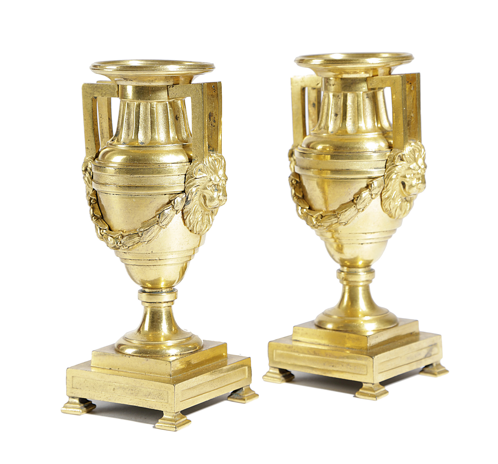 A PAIR OF GEORGE III ORMOLU CANDLESTICKS IN THE MANNER OF MATTHEW BOULTON, C.1770 each in the form