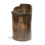 A WELSH PRIMITIVE DUG-OUT BOX SEAT / FLOWER CONTAINER EARLY 19TH CENTURY the seat with a