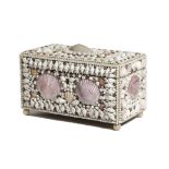 A NOVELTY TEA CHEST EARLY 19TH CENTURY AND LATER the exterior encrusted with a variety of shells,