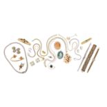 Various items of jewellery, including a pair of diamond-set 18ct white gold earrings with matching