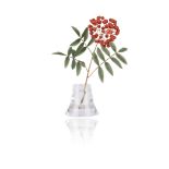 λ A gem-set model of a sprig of Mountain Ash (Rowan) in a vase, with coral berries, nephrite leaves,