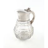 By WMF, a modern electroplated heavy glass lemonade/claret jug, tapering circular faceted glass