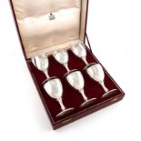 A set of six modern silver regimental goblets, by Garrard and Co., London 1968, in the George III