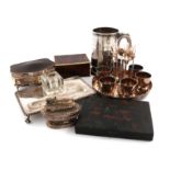 λA mixed lot, comprising silver items: an inkstand base, Birmingham 1934, a silver-mounted