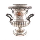 An early 19th century old Sheffield plated wine cooler, unmarked, circa 1815-20, campana form,