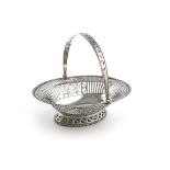 A late 19th century Dutch silver swing-handled basket, maker's mark of D and a star in a lozenge,
