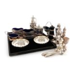 A mixed lot of silver items, various dates and makers comprising: a pair of silver dishes, of fluted