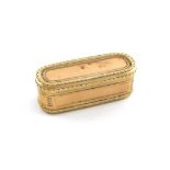 An early 19th century French two-colour gold snuff box, circa 1818, oblong form, the hinged cover