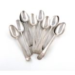 A collection of fifteen antique silver tablespoons, various dates and makers, Feather-edge and