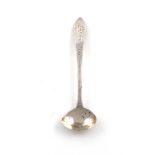 A George III Irish provincial Regimental silver Celtic-point pattern salt spoon, Leitrim Militia, by