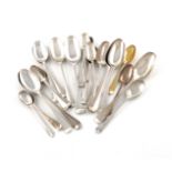 A collection of silver Hanoverian pattern flatware, various dates and makers, comprising: eight