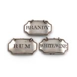 A set of three George III silver wine labels, by Phipps and Robinson, London 1805, rectangular form,