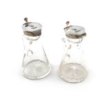 A pair of Edwardian silver-mounted cut glass whisky tots, by J & J Maxfield Ltd., Birmingham 1905,
