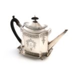 A George III silver teapot and matching stand, by John Robins, the stand by Timothy Renou, both