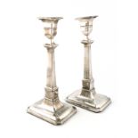 A pair of George III silver candlesticks, by John Parsons & Co., Sheffield 1787, tapering