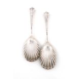 A pair of late-Victorian Regimental silver Albany pattern fruit serving spoons, The 28th Bombay