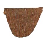 A Masaai skirt Kenya leather with sewn coloured glass beads, 101cm wide.
