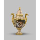 A rare Barr Flight and Barr two-handled vase and cover, c.1810, well painted with a panel of