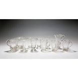 Eleven jelly glasses, mid 18th century and later, one moulded with a beaded knop, three others