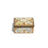 A French enamel silver-mounted snuff box, c.1765-75, decorated with a raised gilt design of hearts