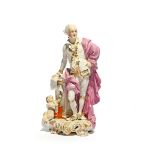 A large Derby figure of John Wilkes, c.1765-70, standing and resting one hand on a square plinth,