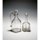 A cruciform serving bottle or decanter, c.1740, the squat body rising to a tapered neck with