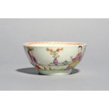 A small Lowestoft bowl, c.1780, painted in polychrome enamels with a Chinese lady seated at a