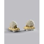 A rare pair of Samuel Alcock porcelain hedgehogs, c.1835, each raised on a characteristic rocky base
